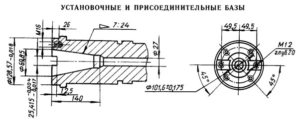 654 Посадочные і присоединительные базы фрезерного верстата 654